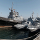 A photo of the three Ukrainian warships, with no hint of the horrors waiting inside.